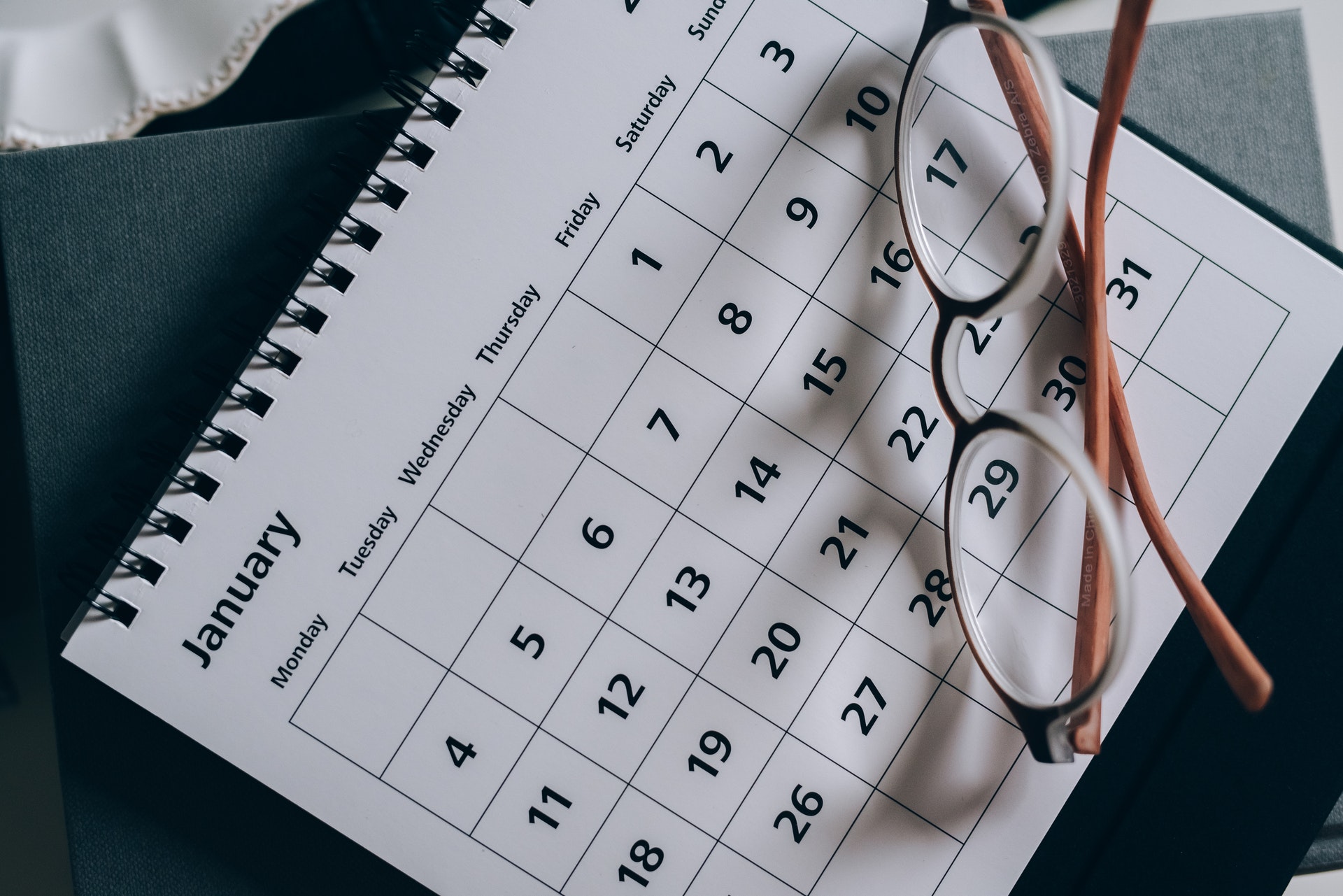 A calendar with a view of the month of January, reflecting review dates in mortgage possession claims. 